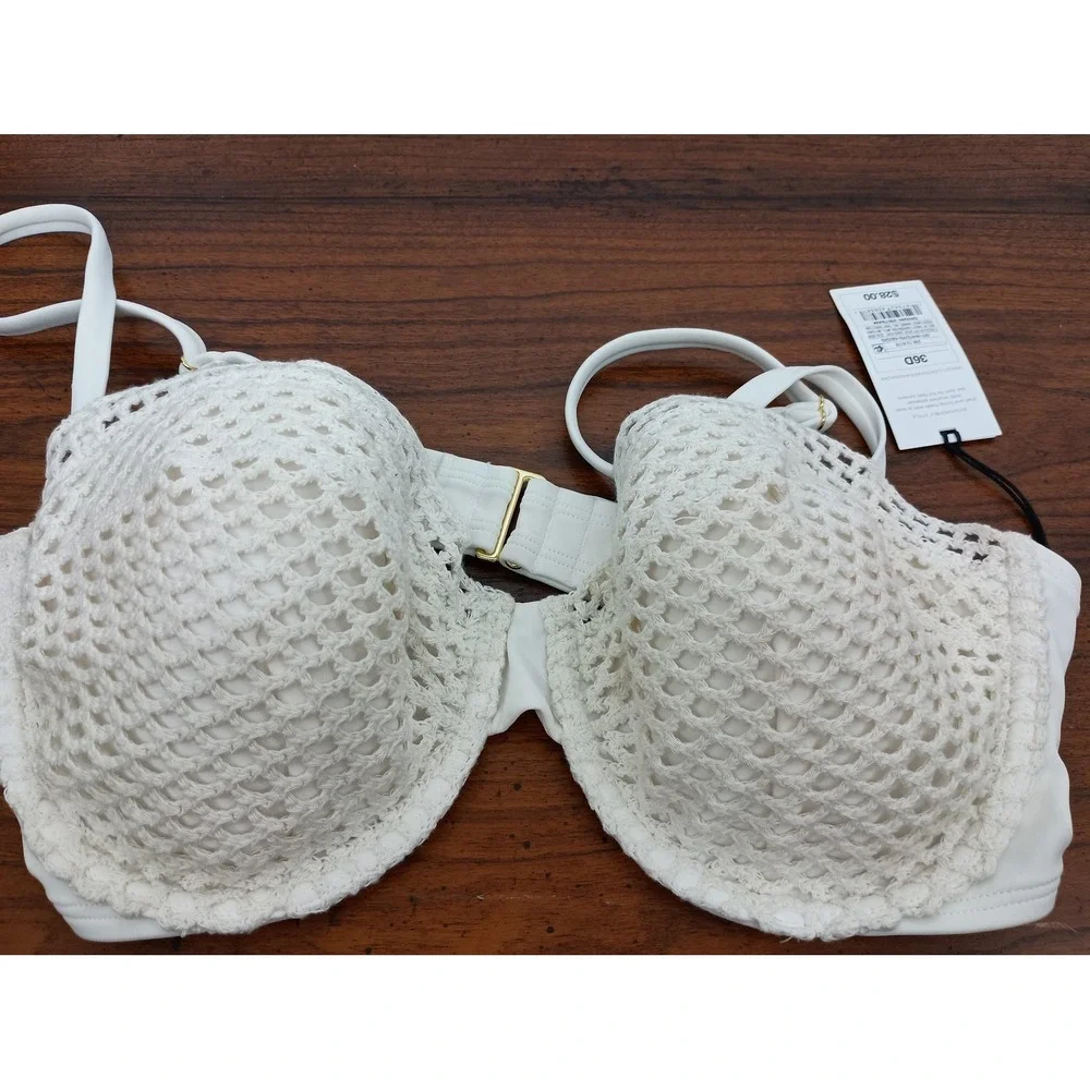 nwt Shade and shore 36D white‎ crochet beach bikini top vacation travel
